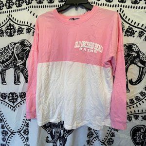 Women's Old Orchard Beach Maine Long Sleeve Color Block T-Shirt